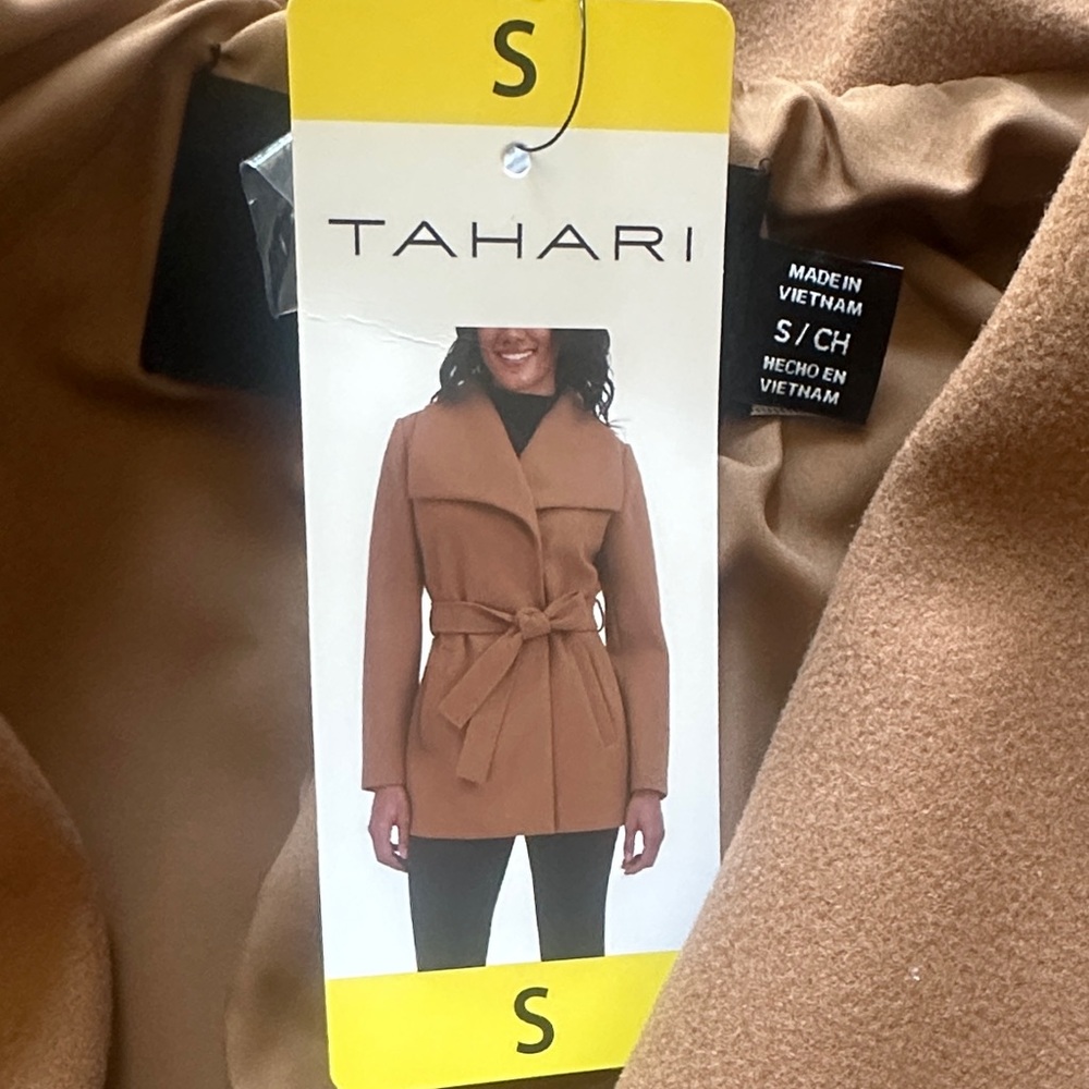 Tahari Women's Camel Belted Trench Coat